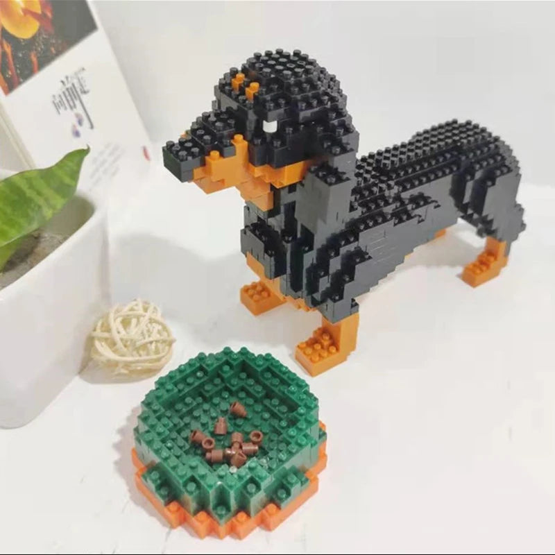 Dachshund Dog Model Micro Mini Building Blocks Set Educational Recreation Toys Pet Lover Gift Decoration Bricks Party Gift