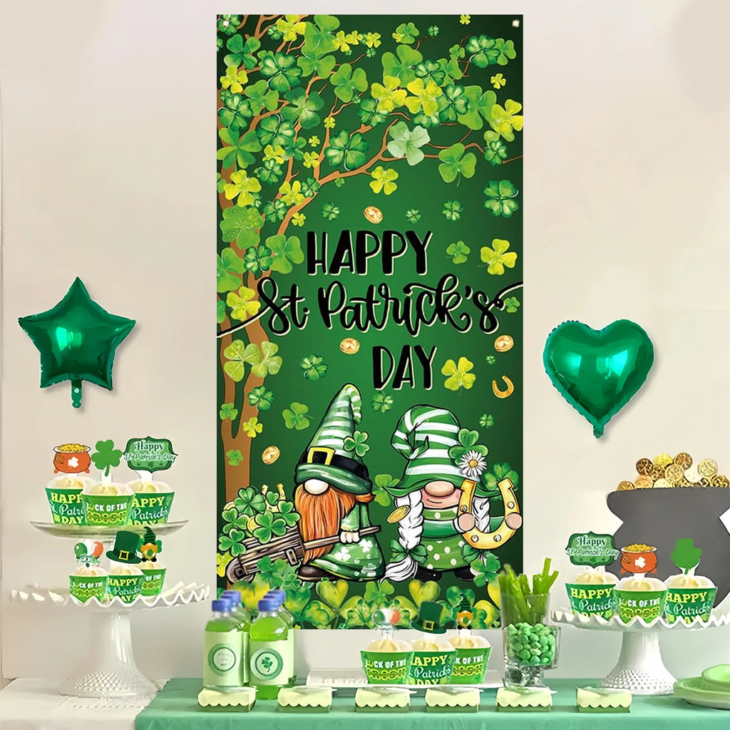 St Patricks Day Decorations Irish Shamrock Door Cover Saint Patricks Day Front Door Banner Welcome Sign St. Patrick's Day Decora