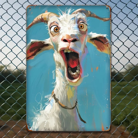 Goat Funny Expression Metal Wall Art Sign