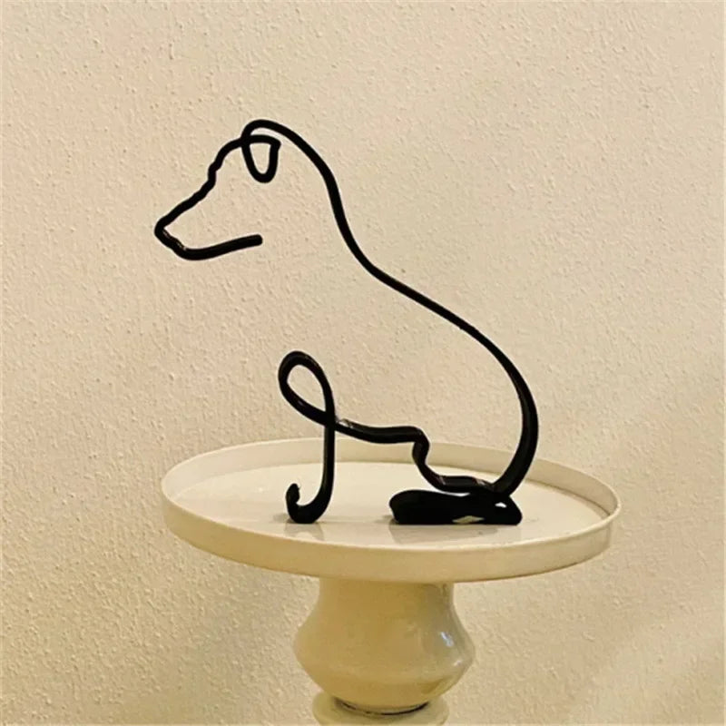 Dog Cat Minimalist Art Sculpture Decor Gift Metal Decor Modern Home Office Accessories Animal Shape Ornament Dropshipping