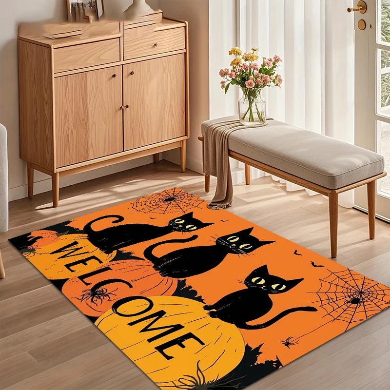 Halloween Black Cat Entry Door Mat