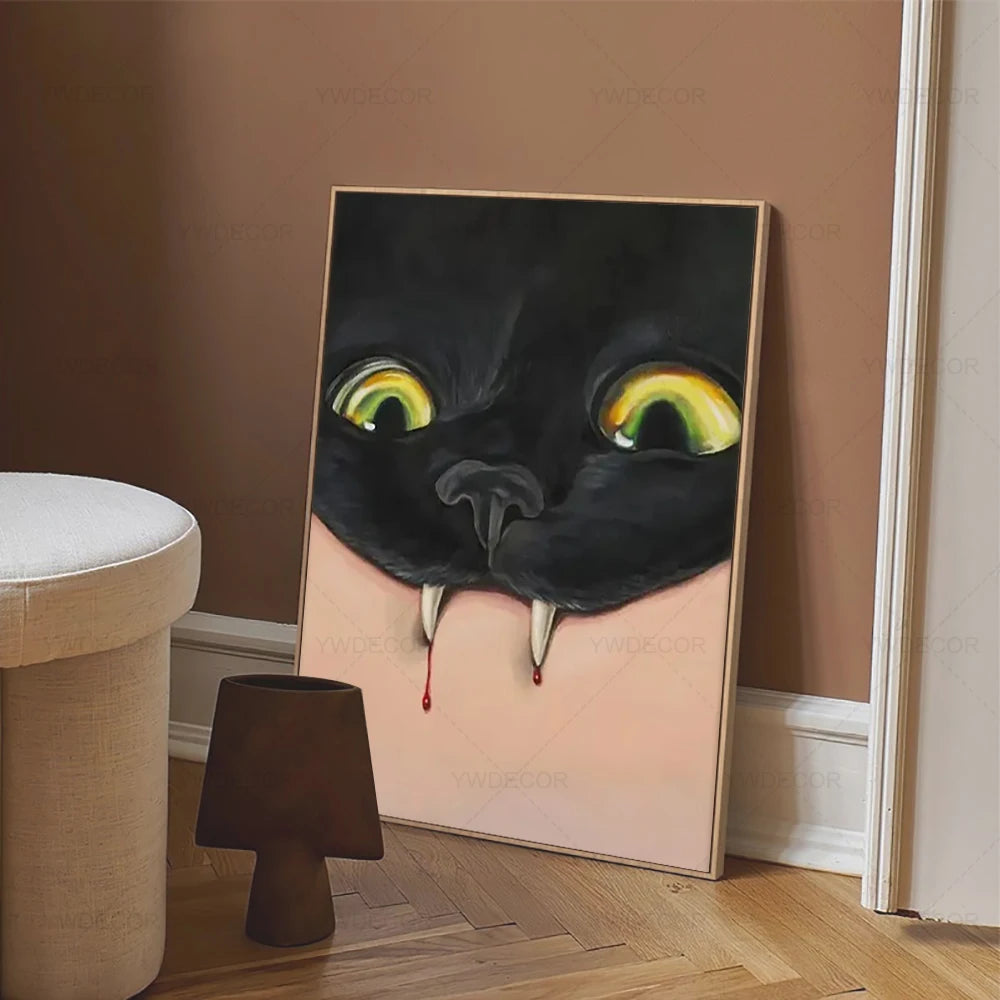 Black Cat Retro Canvas