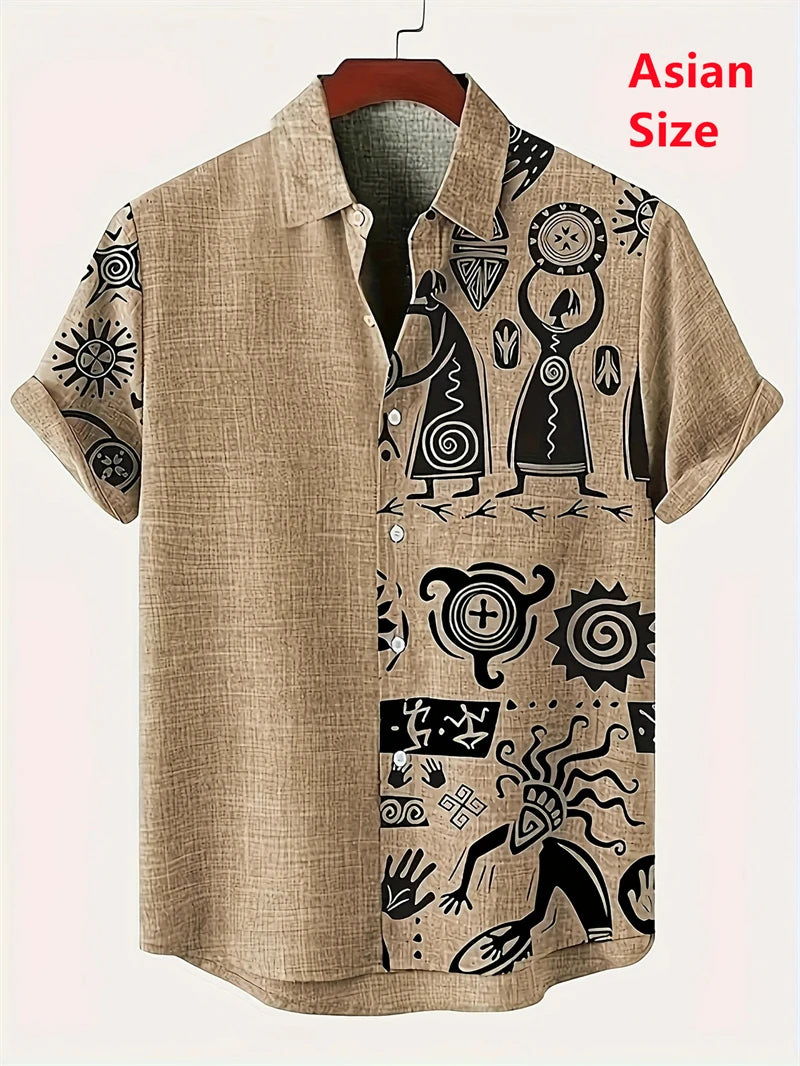 Hawaii Shirts For Men 3D Paisley Graphic Short-sleeved T-shirt Casual Lapel Buttons Male Tops Summer Oversized Bohemian Man Tees