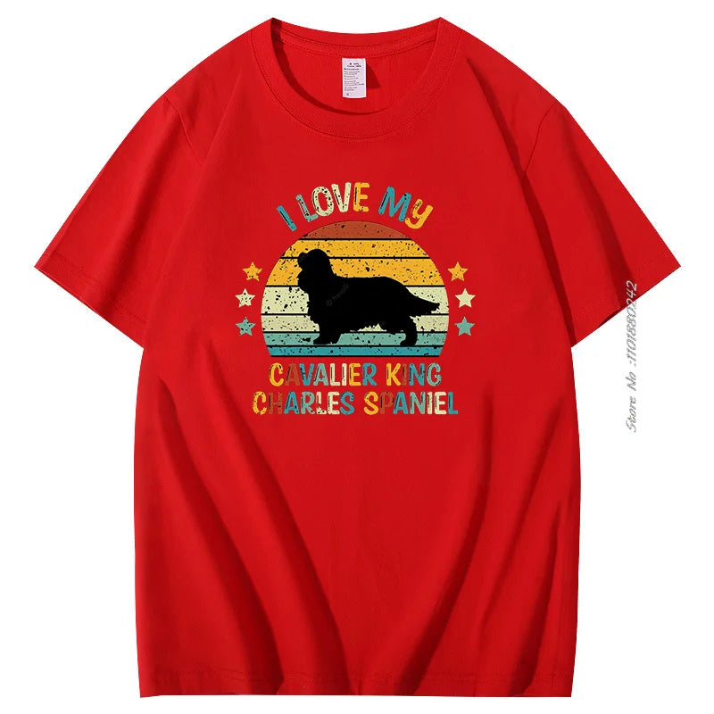 Summer T-shirt Spaniel Silhouette Vintage And Retro Tshirt Graphic T Shirts Cotton men's Short Sleeve t-shirt Men's Clothing