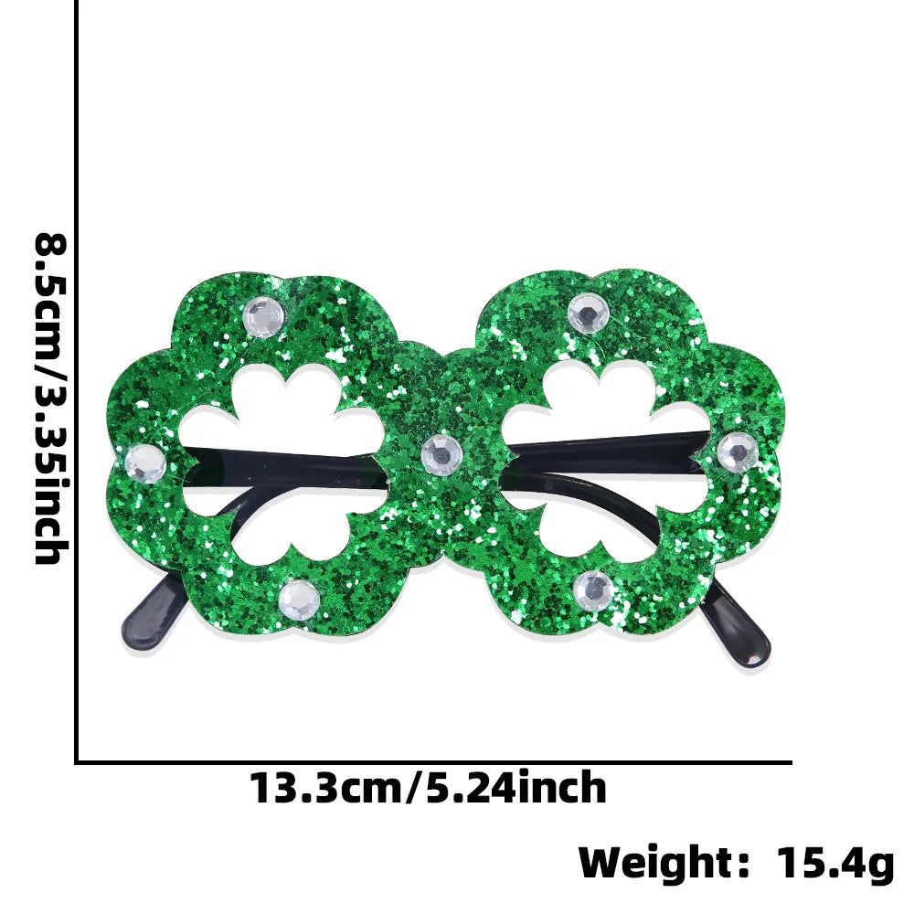 St. Patrick's Day Decorative Kids' Dress up Frame Green Hat Clover Plastic Glasses Frame 2025 Theme Irish Celebration Accessory