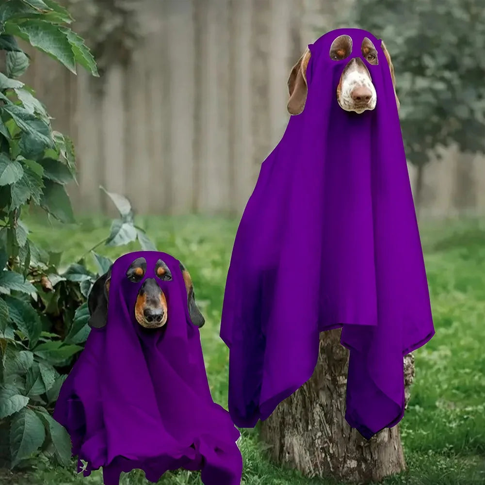 Funny Breathable Dog Ghost Cape Scary Soft Halloween Ghost Dog Costume Decorative Ghost Dog Cloak Party