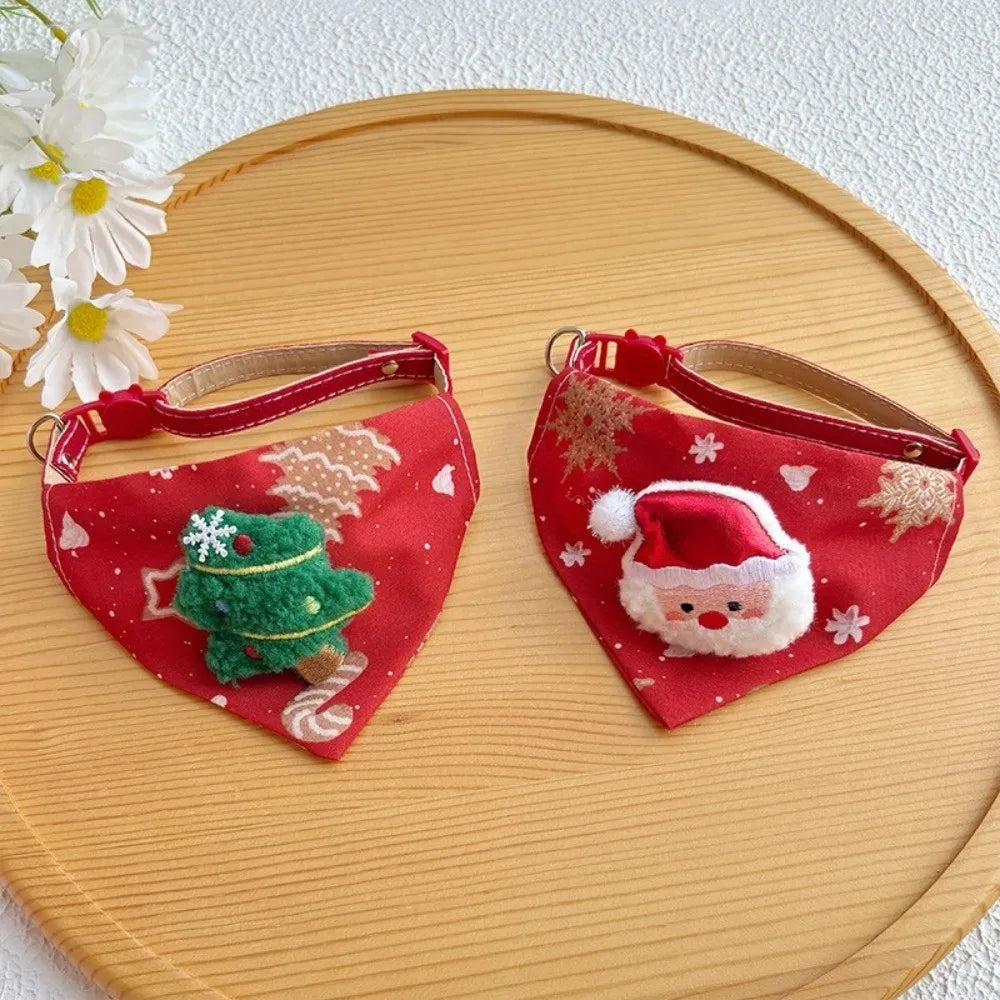 Cute Adjustable Christmas Dog Collar Dirt-resistant Christmas Decor Dog Bandanas Universal Soft Cat Collar Pet Scarf