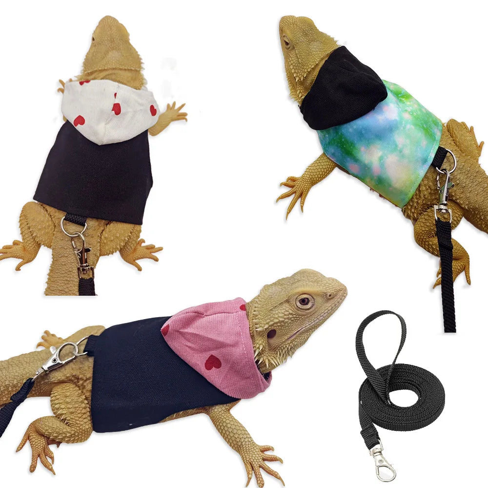 Bearded Dragon Harness And Leash Adjustable Reptile Chest Harness Outdoor Bearded Dragon Lizard Clothes Reptile Accessories