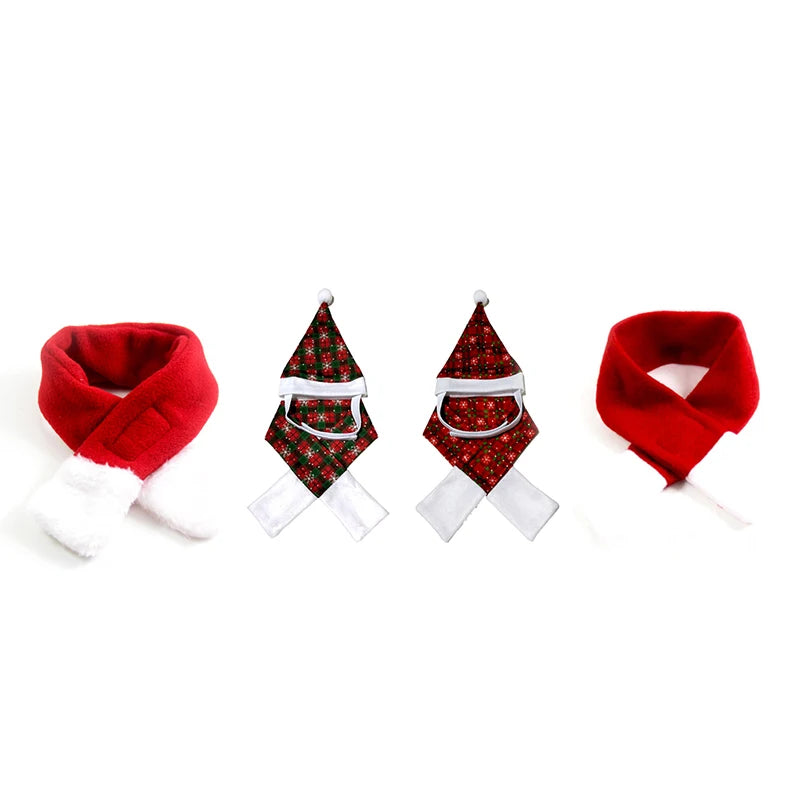 Festive Cat Dog Santa Hat & Scarf Christmas Outfit - Small Dog Holiday Apparel