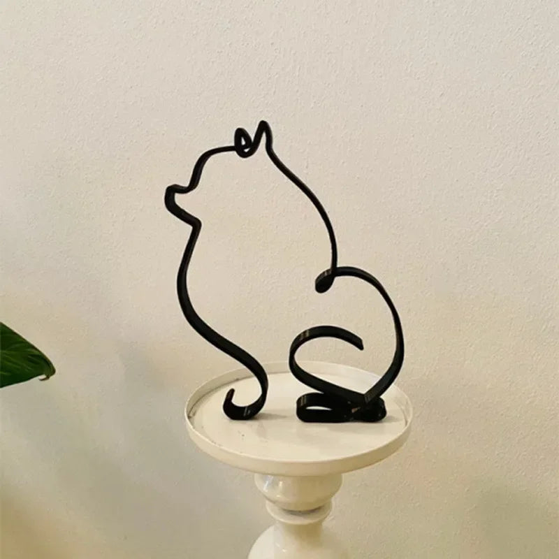 Dog Cat Minimalist Art Sculpture Decor Gift Metal Decor Modern Home Office Accessories Animal Shape Ornament Dropshipping