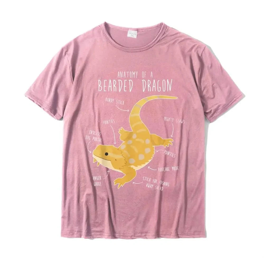 Adult Bearded Dragon Anatomy T-Shirt, Stylish and Cool Print, Perfect for Reptile and Lizard Enthusiasts.women Clothing Fashion