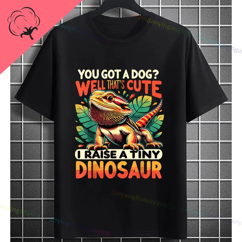 Men's "Bruh" Bearded Dragon Graphic T-Shirt Pure Cotton Short-sleeve Humor Style Tee Perfect Gift for Reptile Lovers