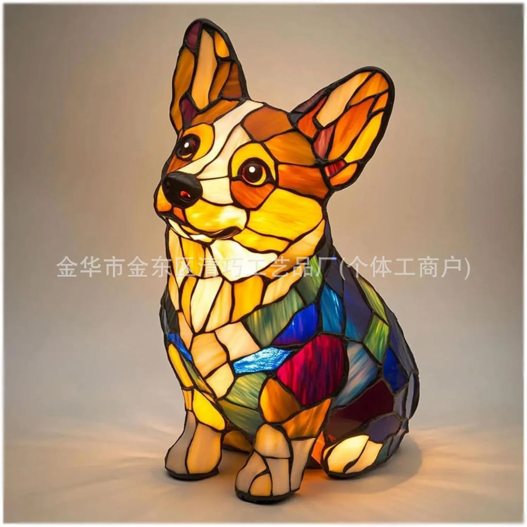 Dog Resin LED Night Light Art Animal Statue Creative Home Desktop Decoration Ornament