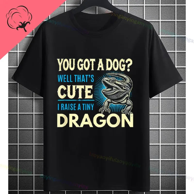 Men's "Bruh" Bearded Dragon Graphic T-Shirt Pure Cotton Short-sleeve Humor Style Tee Perfect Gift for Reptile Lovers