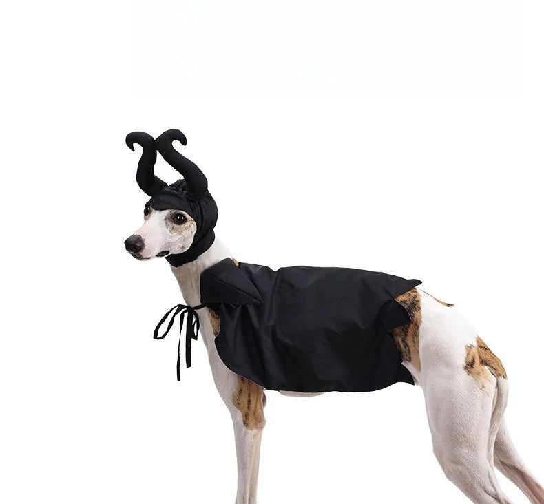 Halloween Pet Costume Hooded Cloak for Dogs Cats, Maleficent Adjustable Velvet Cape