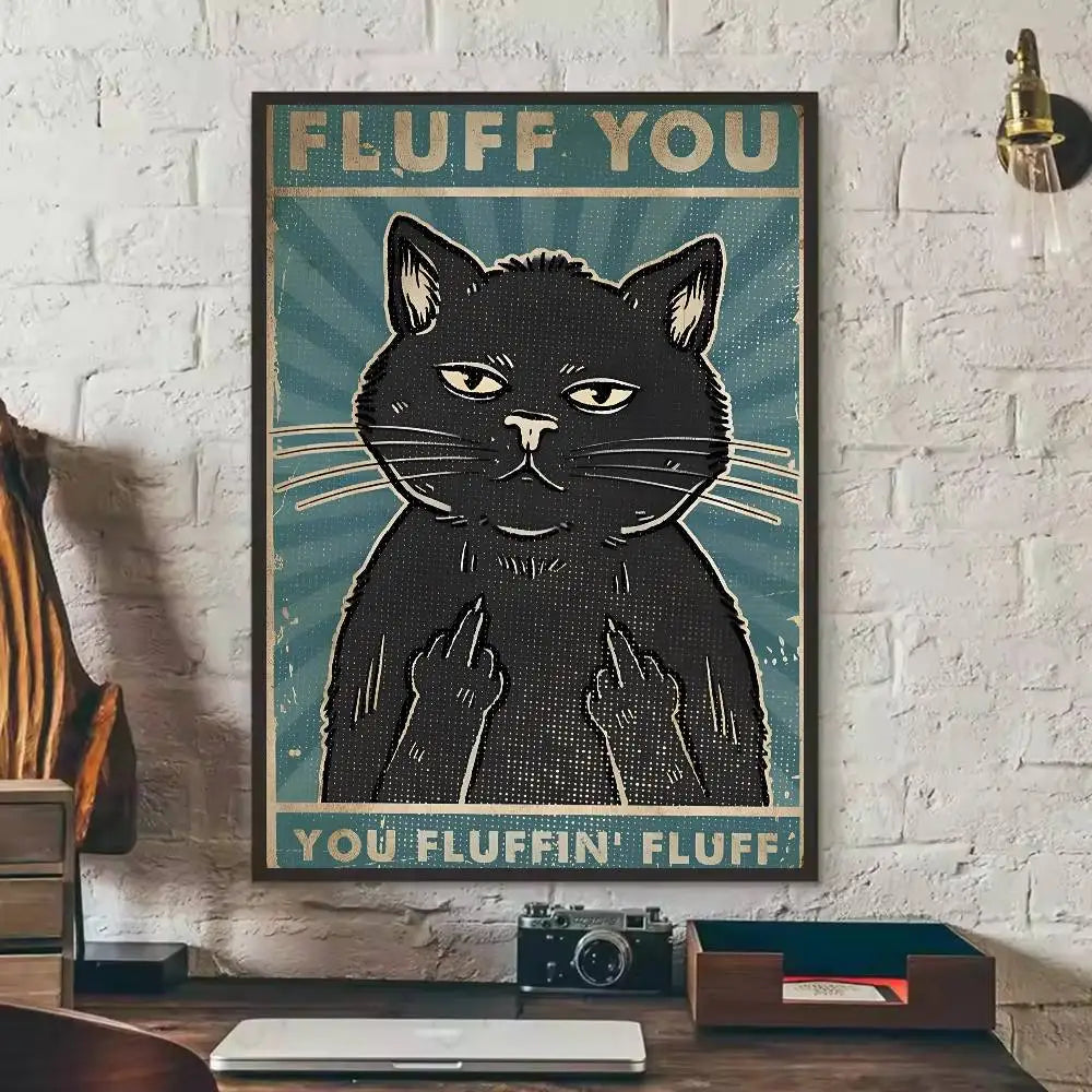 Black Cat Art Poster Wall Decor