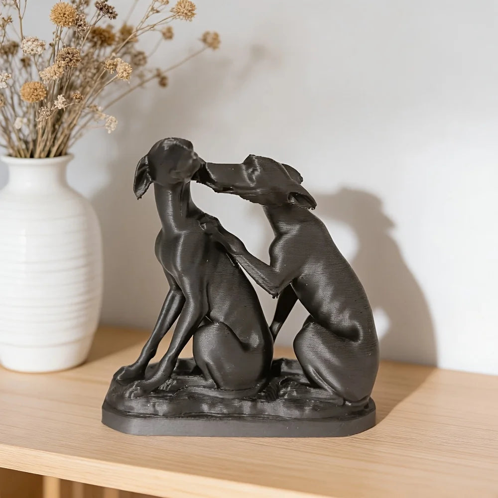 Roman Sculpture Featuring Two Intimate and Interactive Puppies, Statue of A Tauri Hound, and Adorable Ornament for Dog Lovers