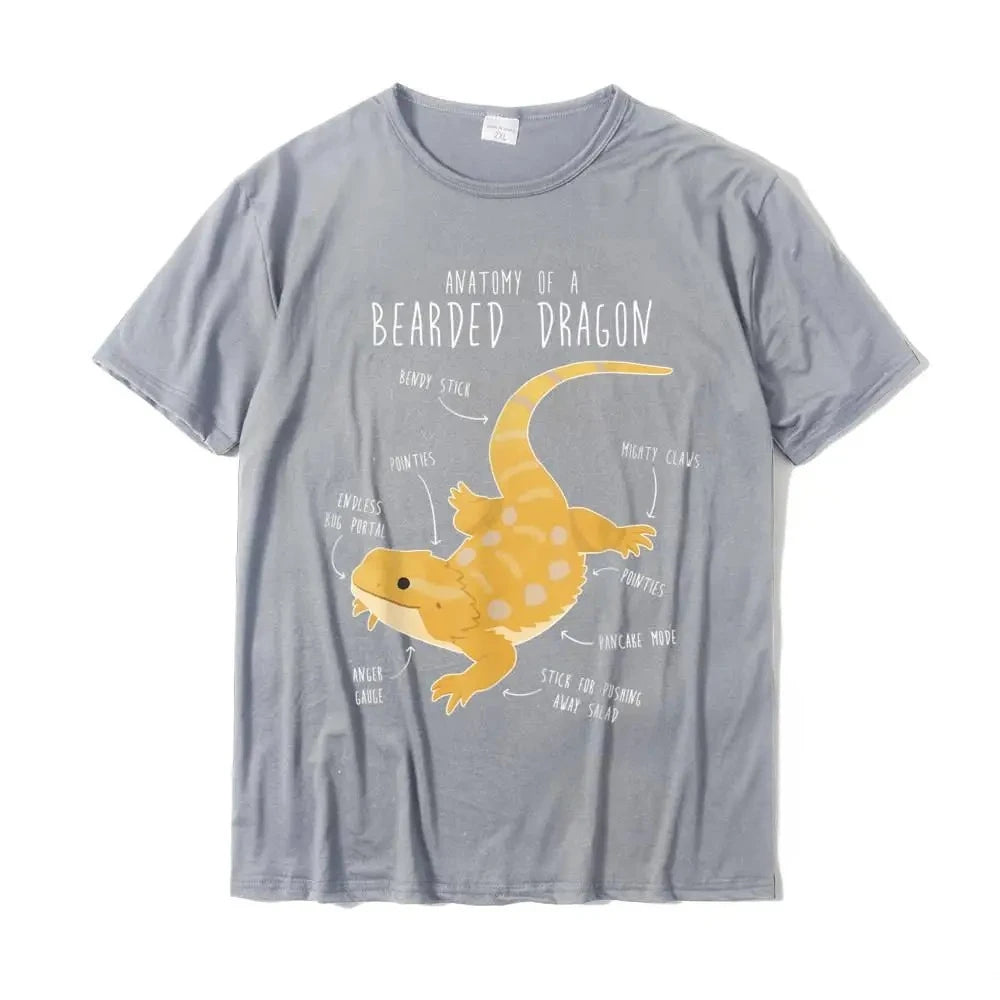 Adult Bearded Dragon Anatomy T-Shirt, Stylish and Cool Print, Perfect for Reptile and Lizard Enthusiasts.women Clothing Fashion