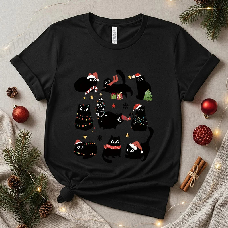Cute Black Cat Christmas Shirt