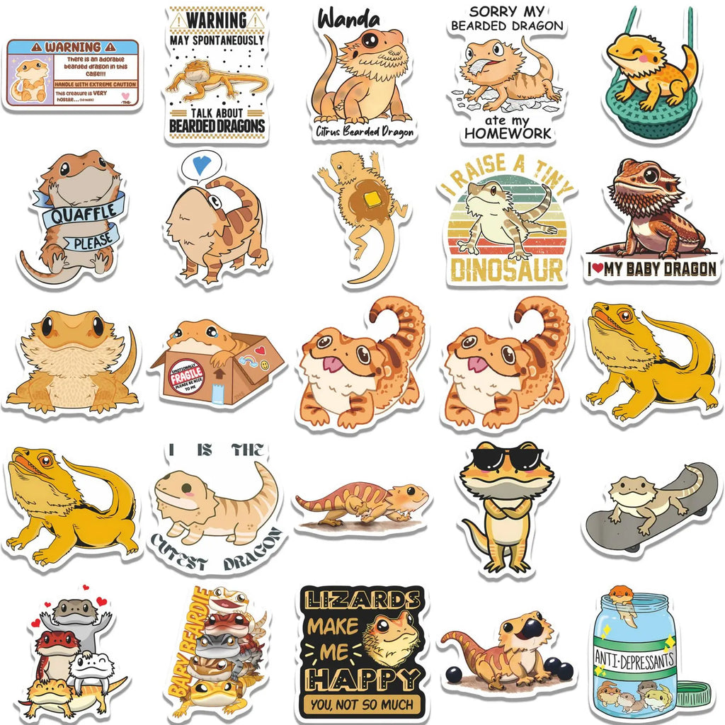 50Pcs  Bearded Dragon Stickers DIY Stickers Scrapbooking Phone Luggage Skateboard Waterproof Decals