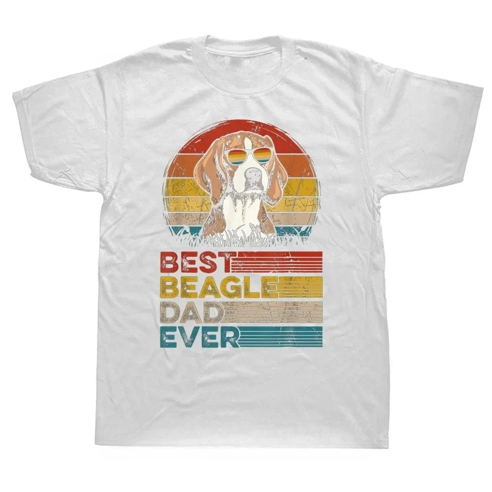 Funny Dog Vintage Best Beagle Dad Ever Fathers Day Puppy Dog Dad T Shirt Graphic Streetwear Short Sleeve Birthday T-shirt Y2K