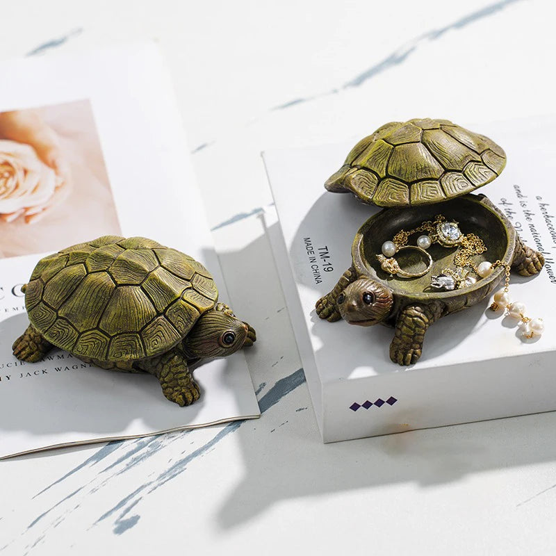 Turtle Resin Statue Figurine Micro Landscape Ornaments Storage Box Perfect for Outdoor Lawn Gardens Home Art Decor