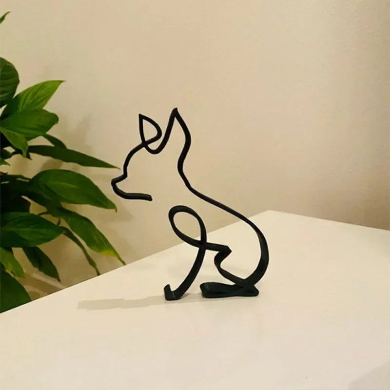 Dog Cat Minimalist Art  Sculpture