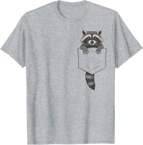 Cute Raccoon Pocket Funny Gifts for Men Women Kid T-Shirt Raccoon in Pocket Apparel Novelty Gifts Y2k Graphic Tees Novelty Gift