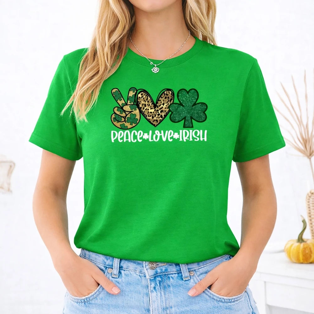 St Patricks Day T-Shirt Irish Shamrock 2026 Gift for Men and Women Shirt Peace Patrick Clothing Casual Daily Life Fashion Tops