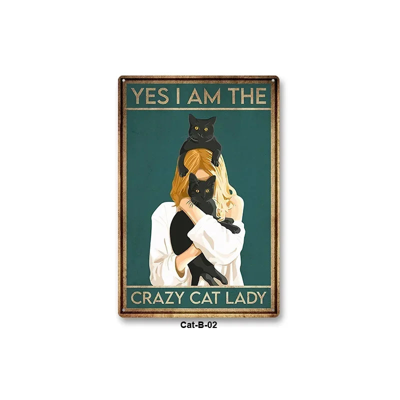 Black Cat Art Decor Home Metal Tin Sign