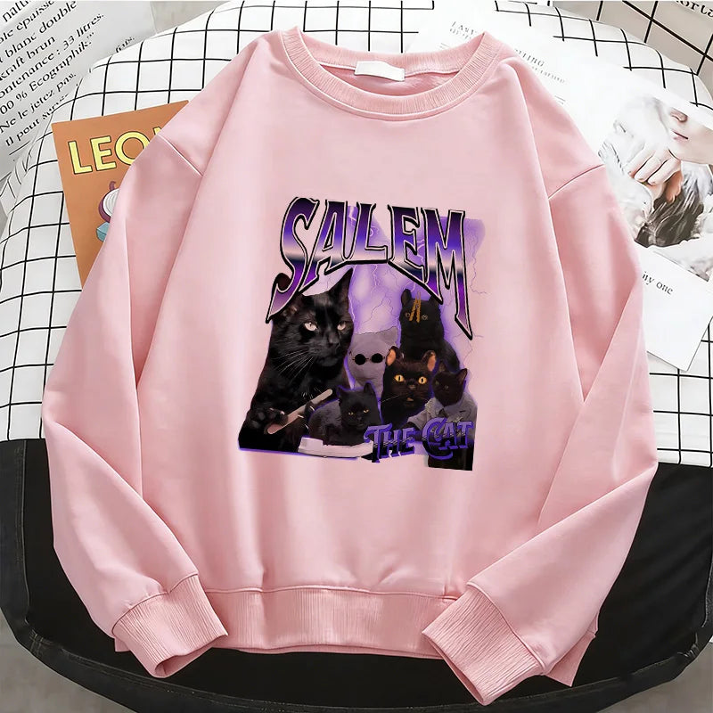 Black Cat Design Printed Hoodies