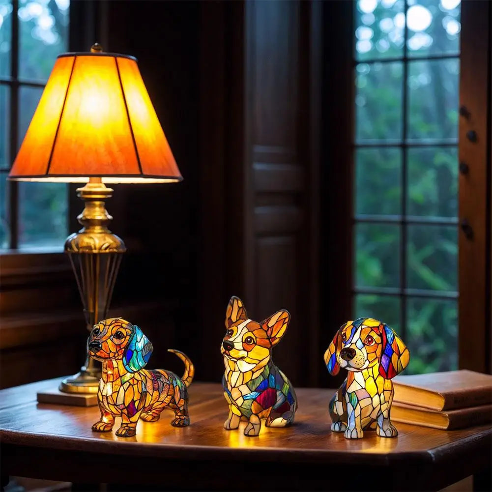 Dog & Cat Glass Lamp