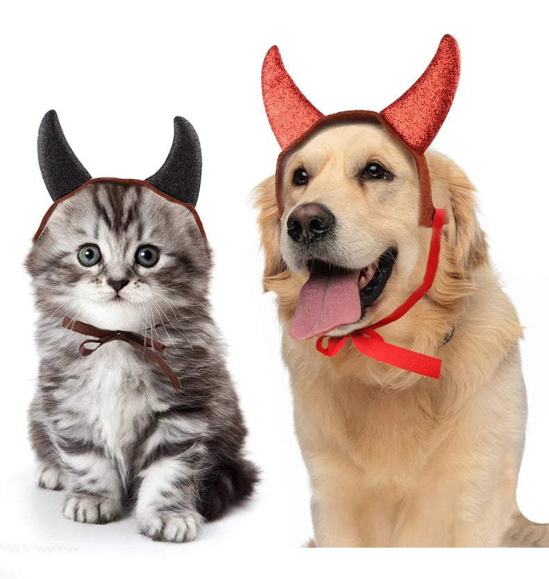 Halloween Dog Headband Pet Costume Cow Horns Funny Decorations Cat Headwear Halloween Pet Accessories Puppy Accessories
