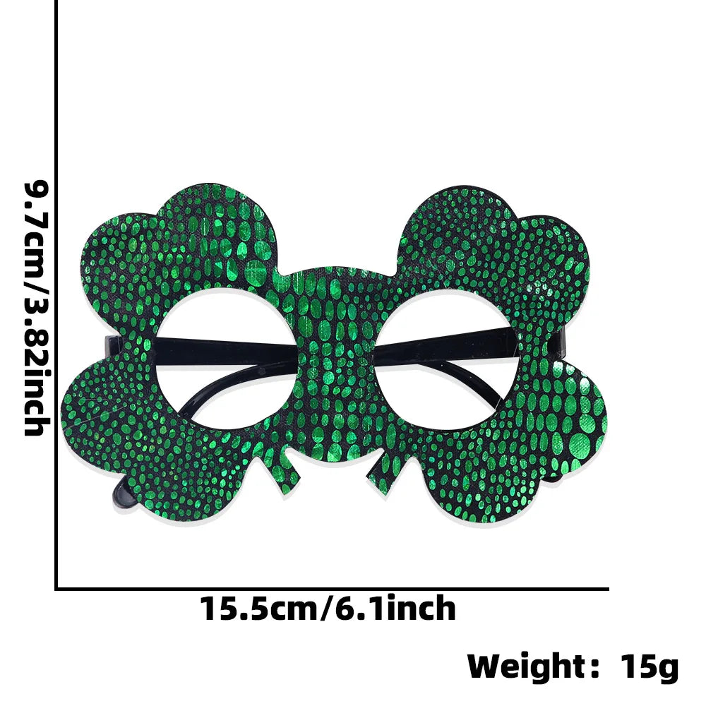 St. Patrick's Day Decorative Kids' Dress up Frame Green Hat Clover Plastic Glasses Frame 2025 Theme Irish Celebration Accessory
