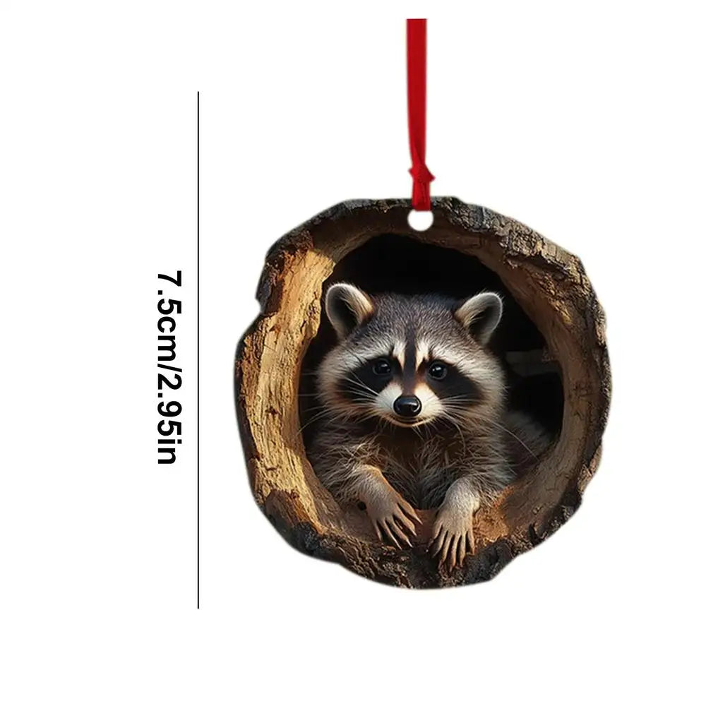 Christmas Raccoon Owl Acrylic Pendant 2D Animal Christmas Tree Pendant Ornament 2025 Xmas Navidad 2026 New Year Party Supplies