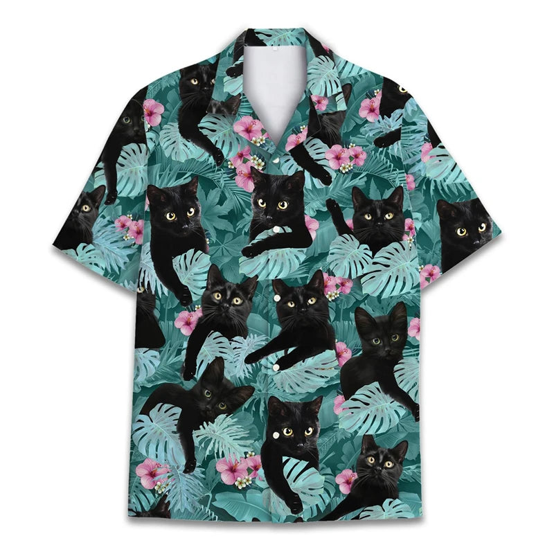 Funny Raccoon 3D Print Shirts For Men Hawaiian Casual Short Sleeve Lapel Blouse Women Kids Summer Holiday Short Sleeved Shirt