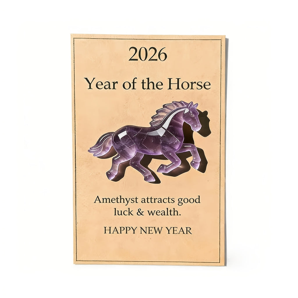 Horse Pocket Hug, 2026 New Year Gift Holiday Greeting Cards for A Symbol of Strength & New Beginnings, Clear Horses Cards, Decor for Desk Shelf Space, Ideal Gift for Family Friends