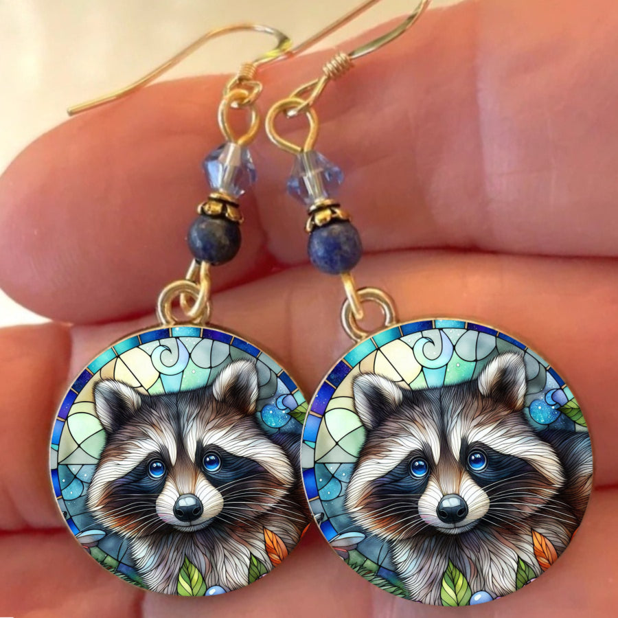 2pcs Raccoon Earrings Animal Earrings Nature Earrings Forest Earrings Pendant Earrings Plant Earrings Jewelry Accessories Unique Jewelry Christmas Gifts Holiday Gifts Everyday Gifts Autumn Gifts