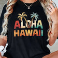 Women'S Summer Beach Tropical Crew Neck T-Shirt - Breathable Short Sleeve Casual Top with Aloha Hawaii Palm Tree Print, Machine Washable Regular Fit Tee for Vacation & Casual Attire, Island Trip Clothing, Vibrant Print
