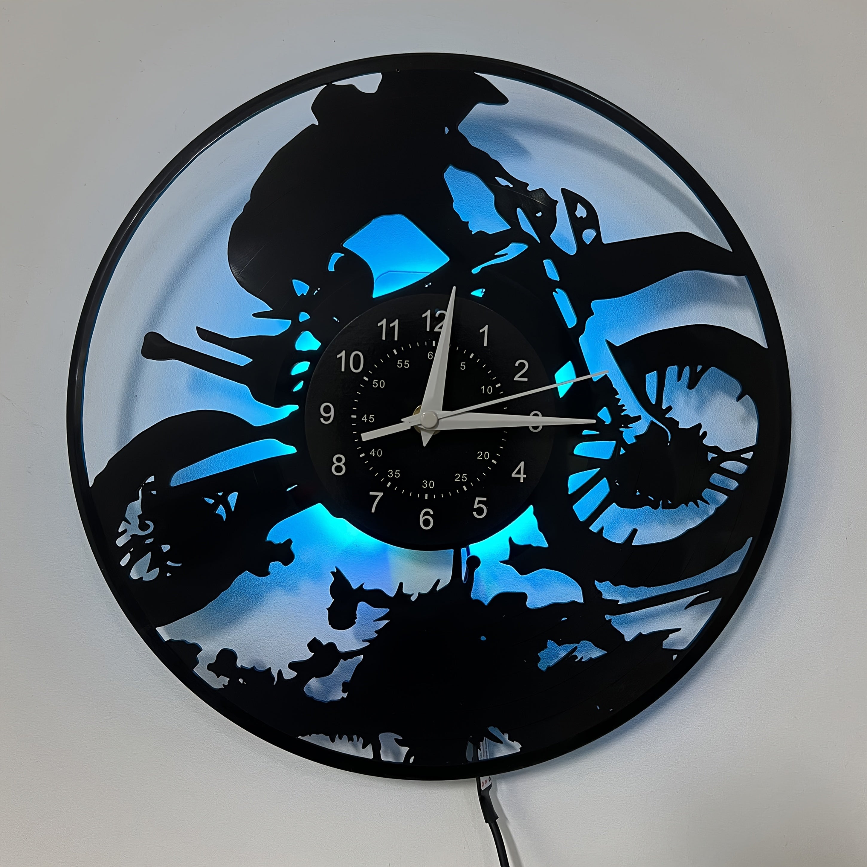 [Unique Vinyl LED Clock] Unique Luminous Vinyl LED Wall Clock | Handmade Running Horse Design Home Wall Art Decor for Living Room, Bedroom, Office, Garage, Kitchen | Original Gift for Birthday, Mothers Day, Spring Season, Gra