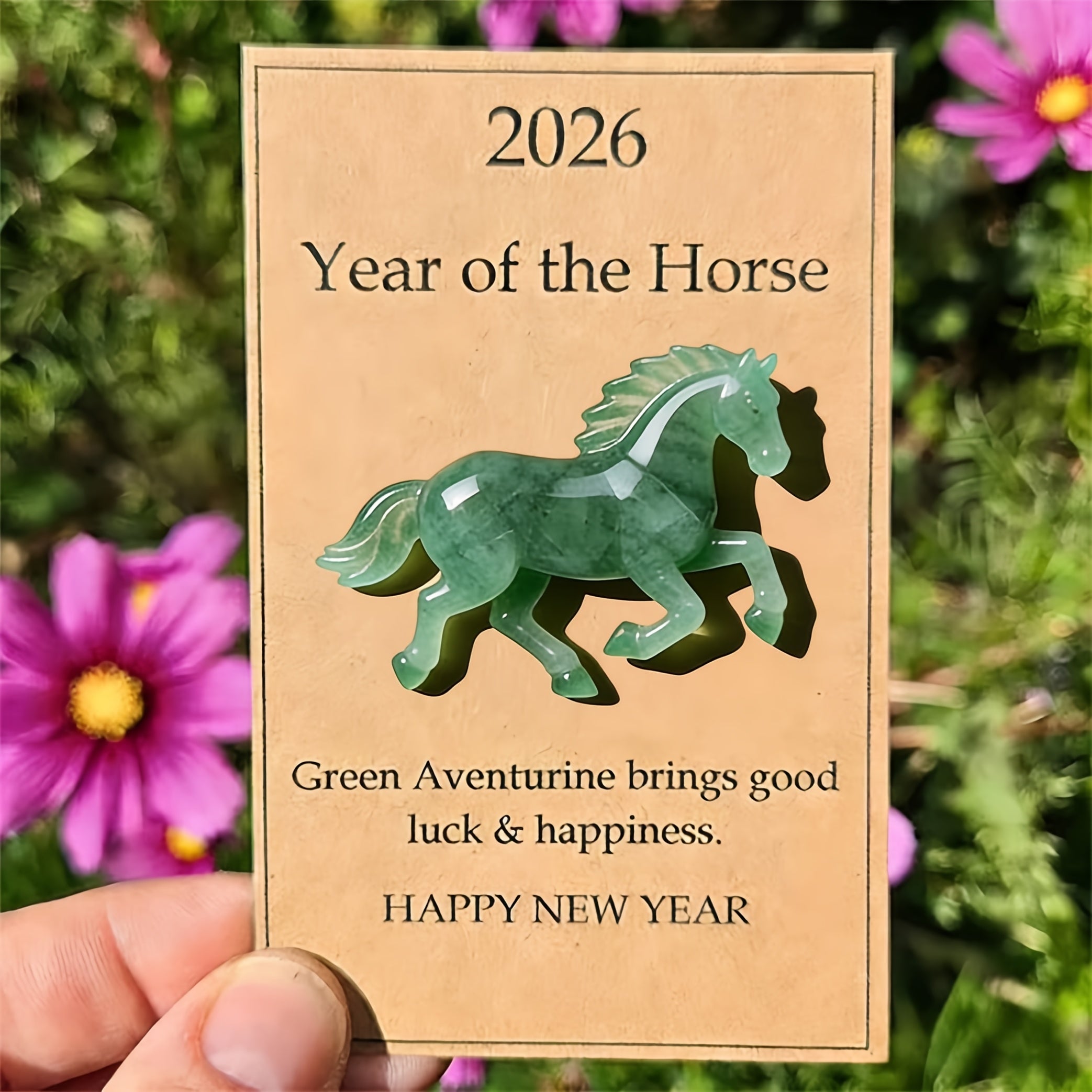 Horse Pocket Hug, 2026 New Year Gift Holiday Greeting Cards for A Symbol of Strength & New Beginnings, Clear Horses Cards, Decor for Desk Shelf Space, Ideal Gift for Family Friends