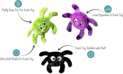 Studio, Creepy CRAWLY Spiders, Small Plush Dog Toy 3PCS Set, PetShop Collection (289479)