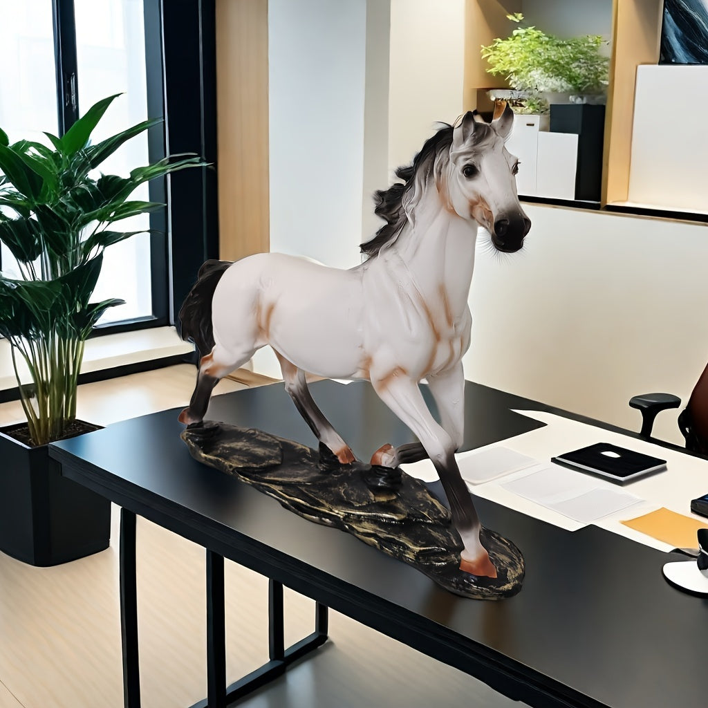 Elegant Resin Horse Figurine - Versatile Tabletop Decor For Home, Office, And Gifts