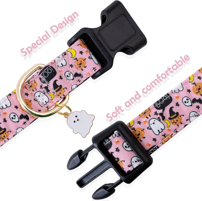 Pink Halloween Dog Collar for Small Medium Large Dogs M