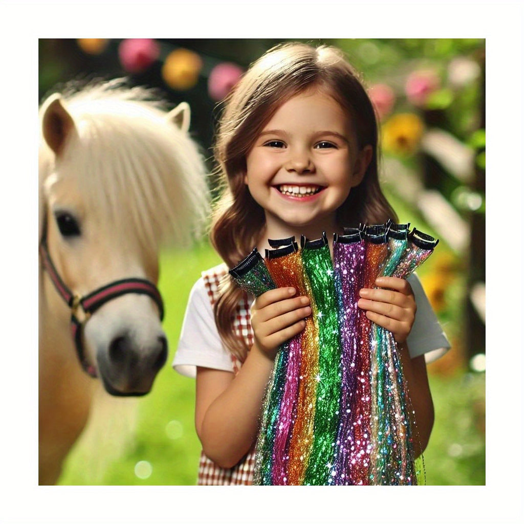 Dielianyi Horse Bling Accessory Mane and Tail Bling Pony Hair Tinsel for Western Bride Horse Lover