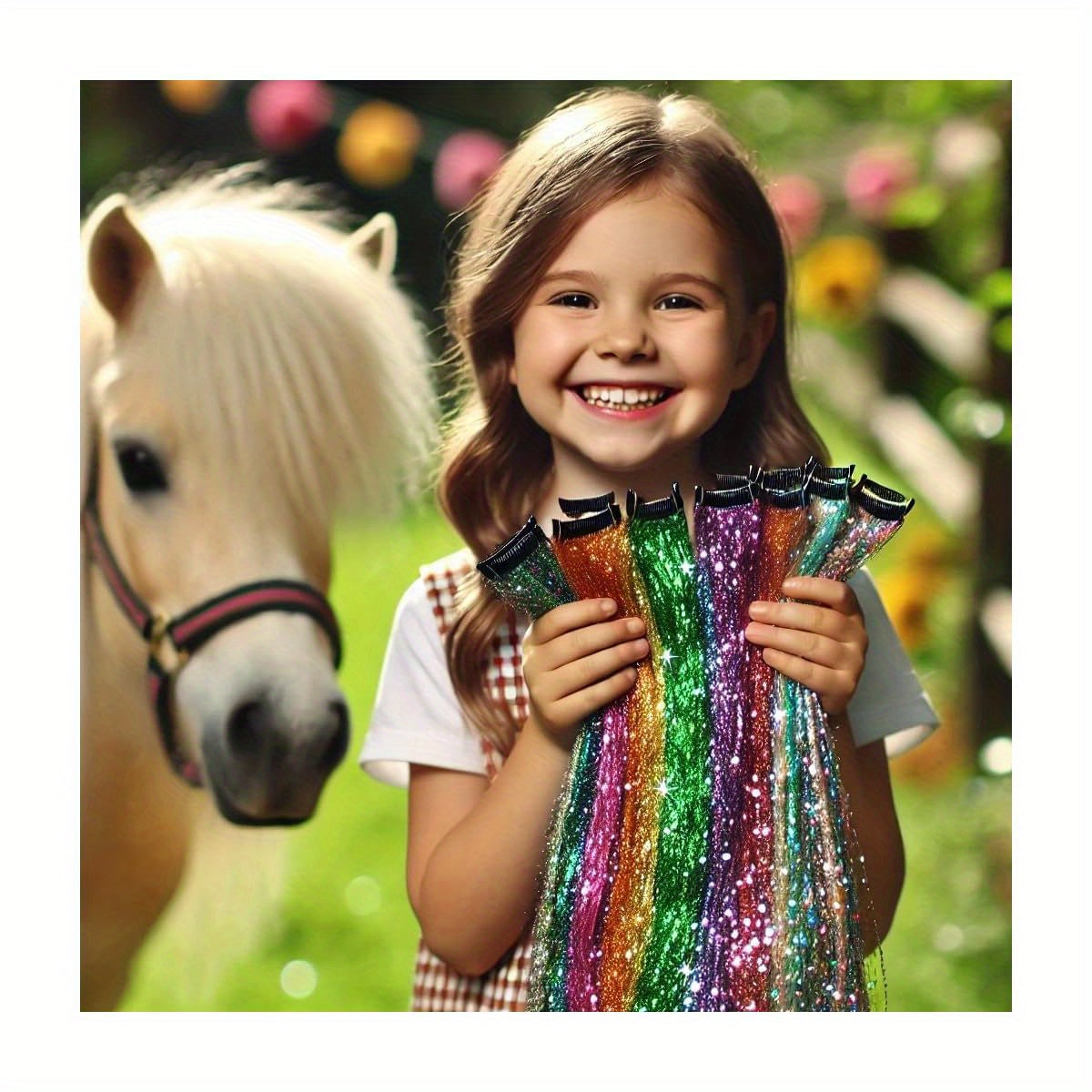 Dielianyi Horse Bling Accessory Mane and Tail Bling Pony Hair Tinsel for Western Bride Horse Lover