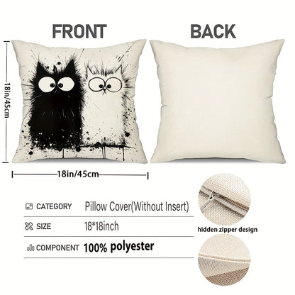 4pcs Boho Chic Black Cat Throw Pillow Covers