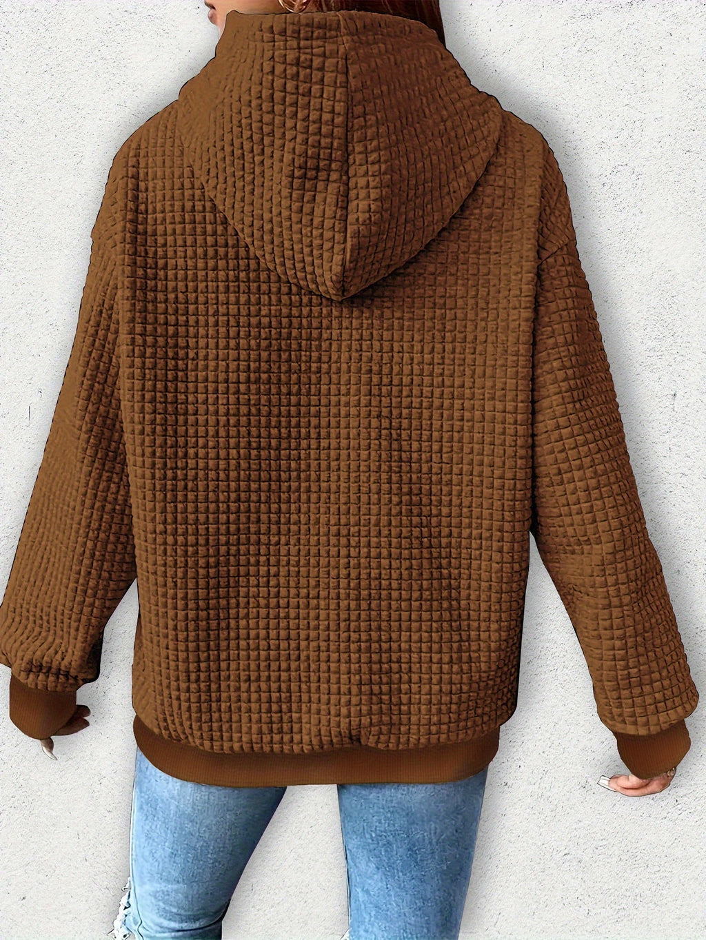 Vibrant Horse Print Waffle Hoodie - Soft, Cozy, and Casual Drawstring Kangaroo Pocket Sweatshirt for Women - Perfect for Fall and Spring Seasons