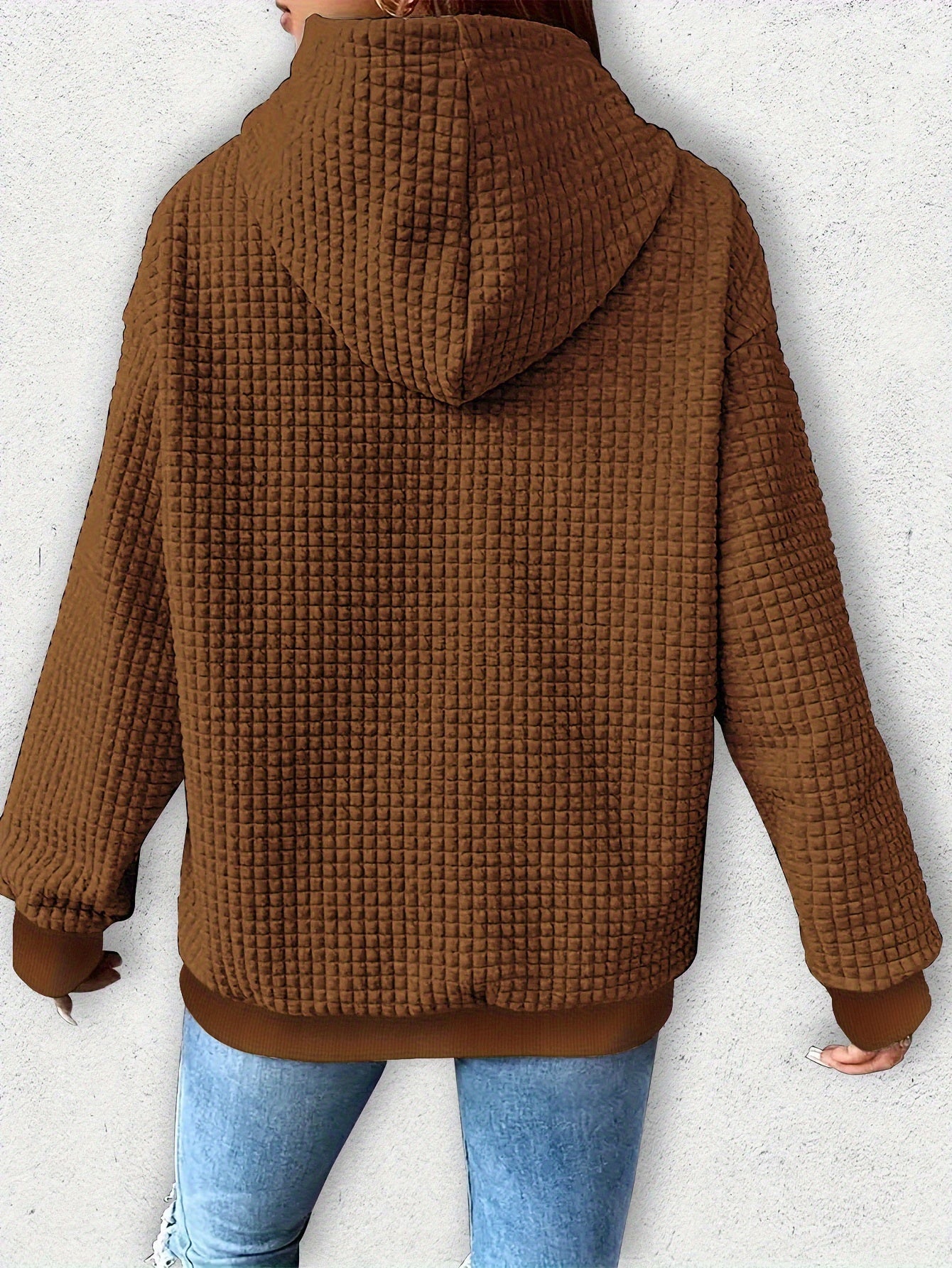 Vibrant Horse Print Waffle Hoodie - Soft, Cozy, and Casual Drawstring Kangaroo Pocket Sweatshirt for Women - Perfect for Fall and Spring Seasons