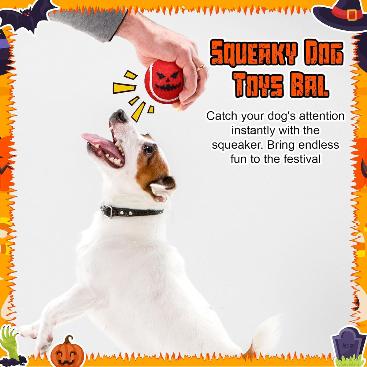 6 Pcs Halloween Dog Toys Bulk, 2.5 Inch Squeaky Tennis Balls Gifts